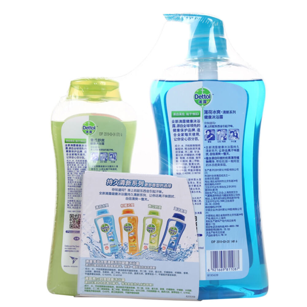 滴露(Dettol)薄荷沐浴露950ml+青瓜沐浴露350ml1087
