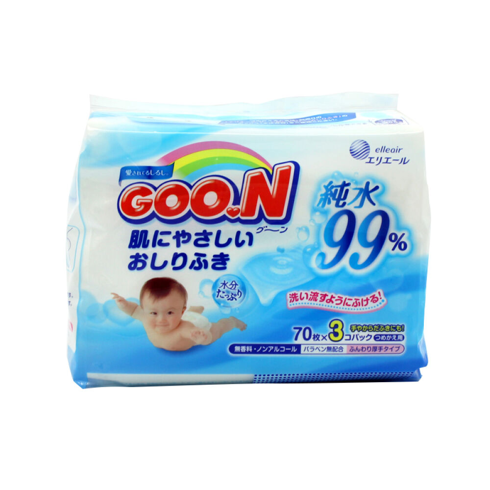 日本大王婴儿湿巾宝宝屁屁湿巾纸210片*2包