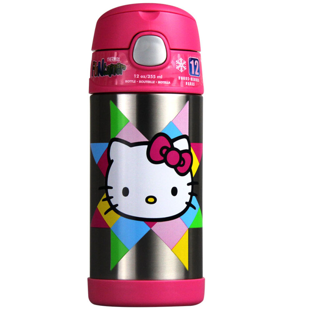 膳魔师thermos儿童保温杯吸管杯宝宝婴儿水壶小学生水杯355ml13-玫红-kitty------355ml