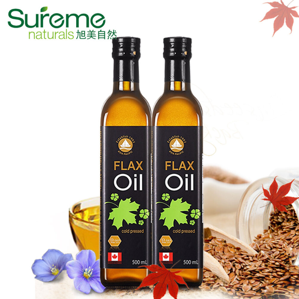 加拿大原装进口亚麻籽油冷榨初榨胡麻油天然食用油500ML