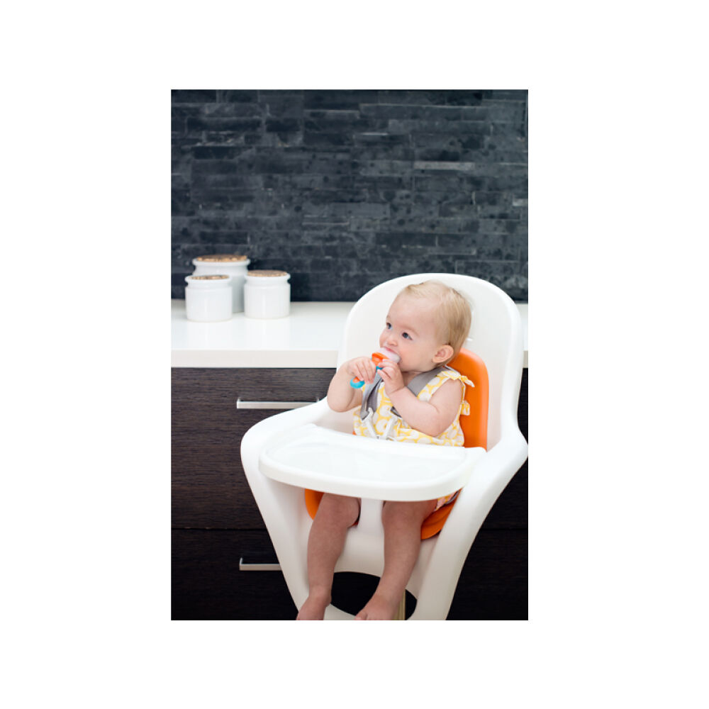 美国boon新款软硅胶婴幼儿蔬果食物咬咬袋宝宝磨牙棒辅食工具橘蓝色