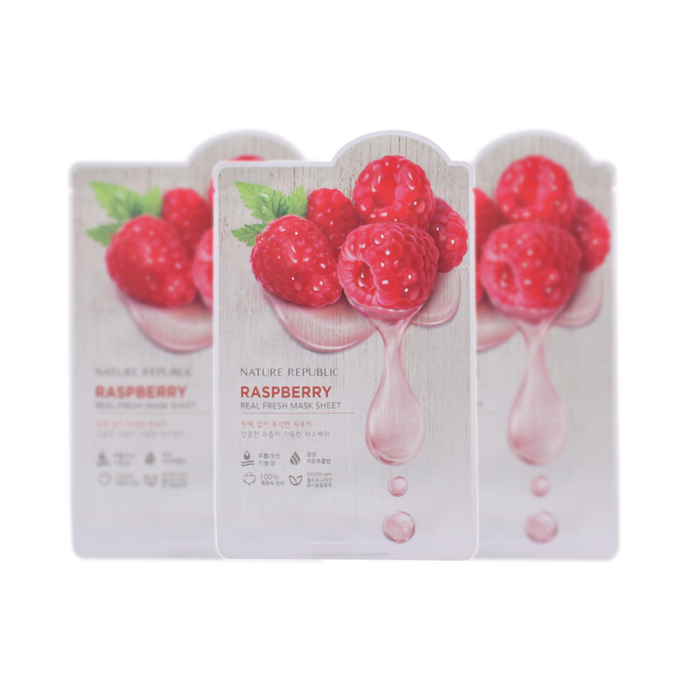 自然乐园（NATUREREPUBLIC）精粹自然清新保湿补水清爽面膜贴10片/袋覆盆子