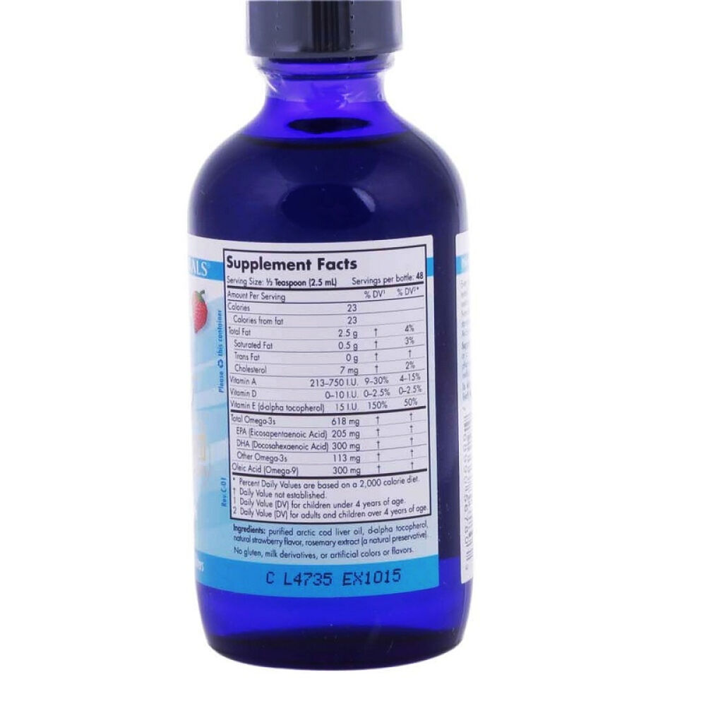 挪威小鱼NordicNaturals进口婴幼儿儿童DHA宝宝鱼油草莓味119ml1瓶
