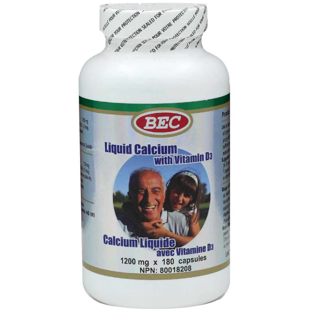 加拿大进口BEC液体钙维D软胶囊青少年成人中老年补钙