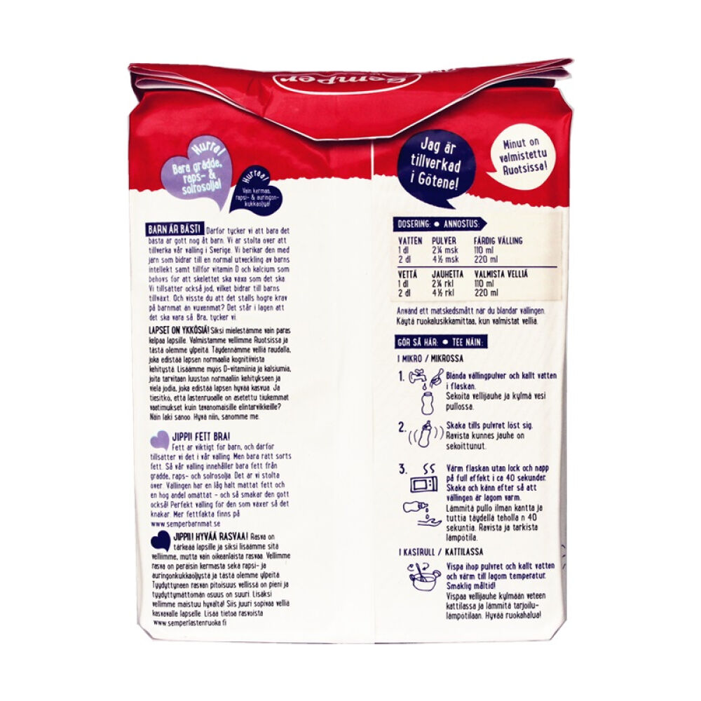 【全球购】瑞典原装进口Semper森宝谷物奶粉米粉2岁以上725g