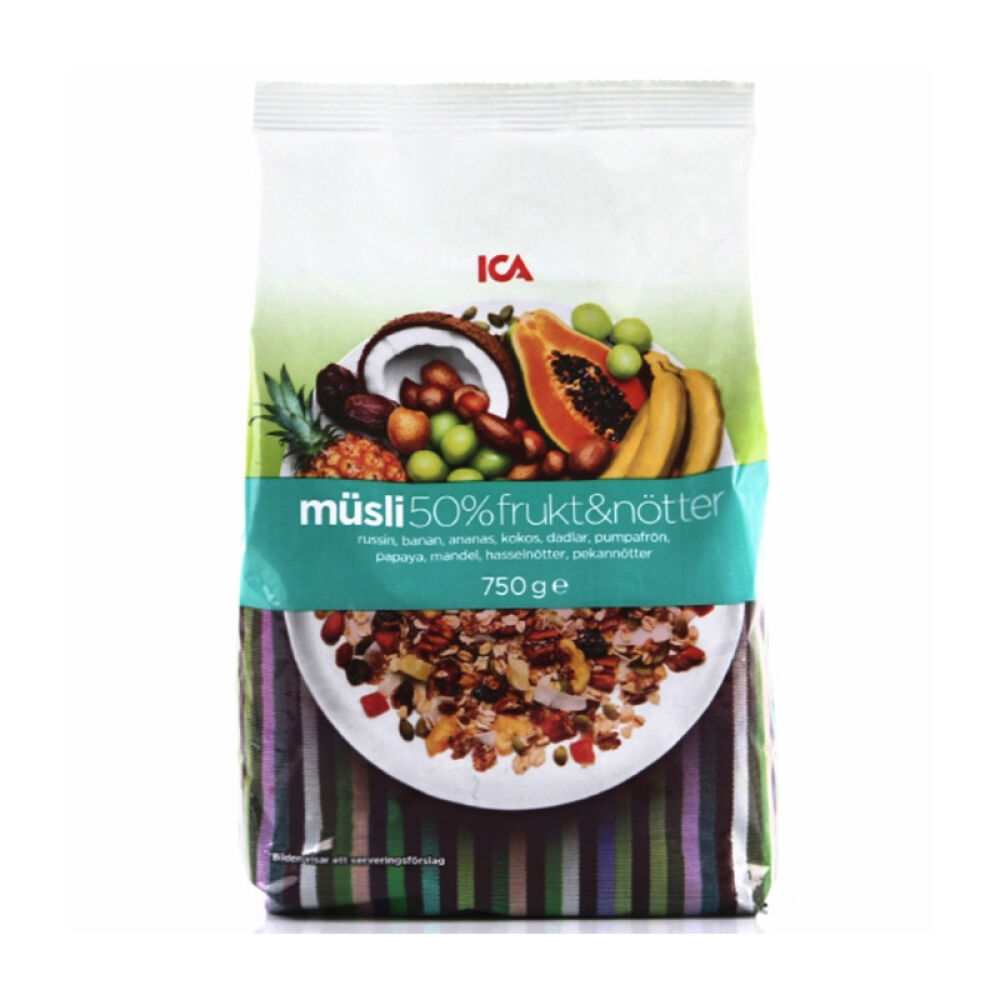 瑞典进口ICA水果坚果混合燕麦片冲饮即食低脂美味什锦营养早餐50%水果坚果750g