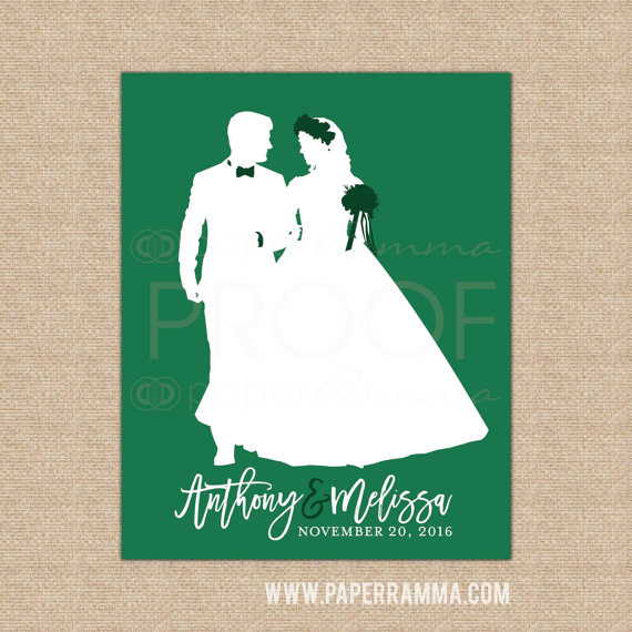 customweddingart,silhouetteart,newlywedgift,anniversarygift