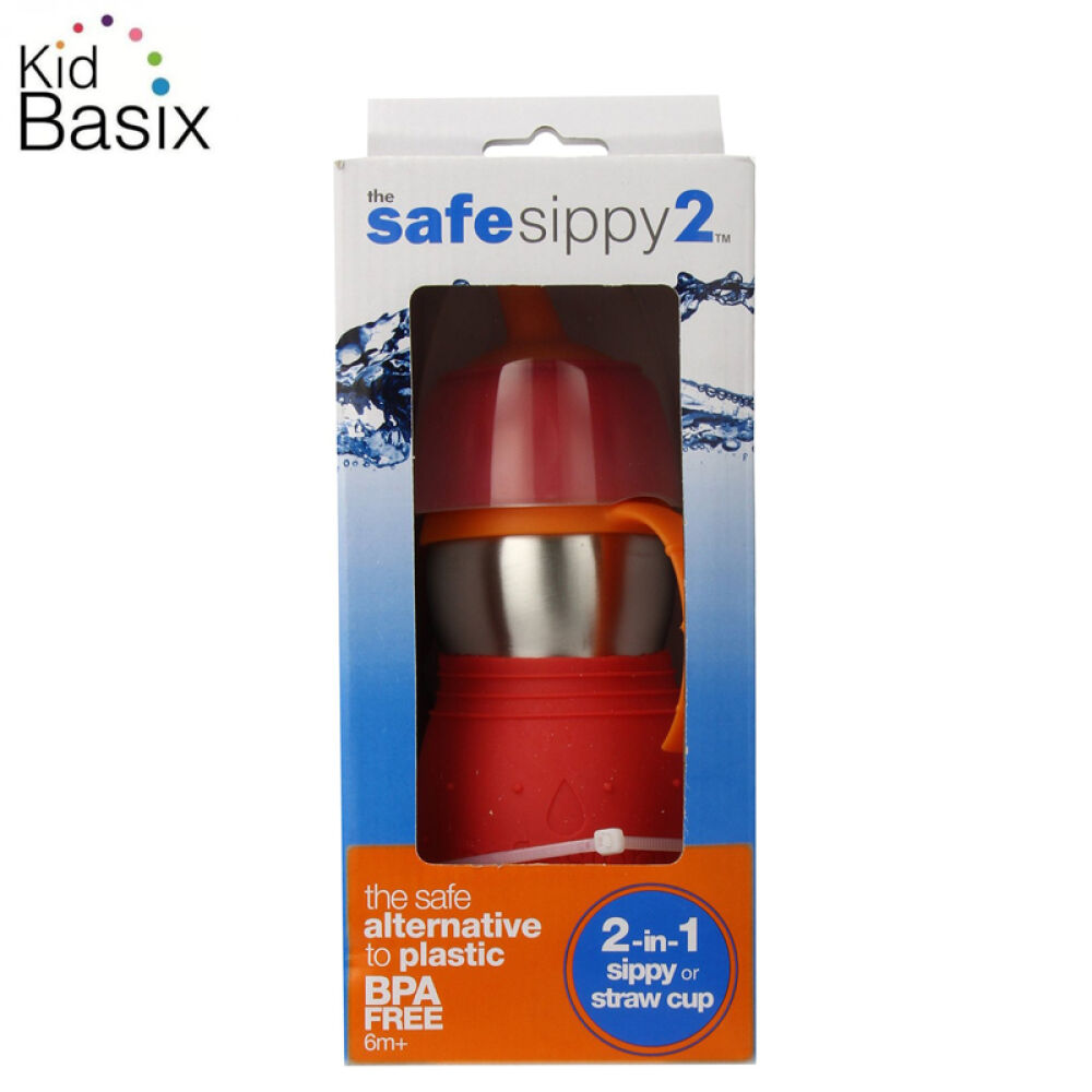 美国KidBasix安思培儿童防漏不锈钢两用学饮吸管杯水杯粉色