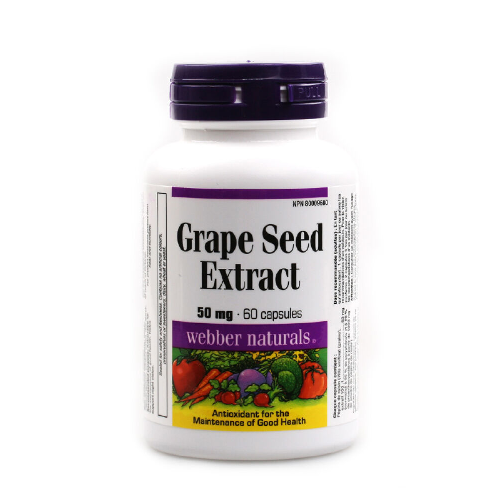 【全球购】加拿大直邮伟博Webbernaturals葡萄籽精华提取物胶囊50mg*60粒
