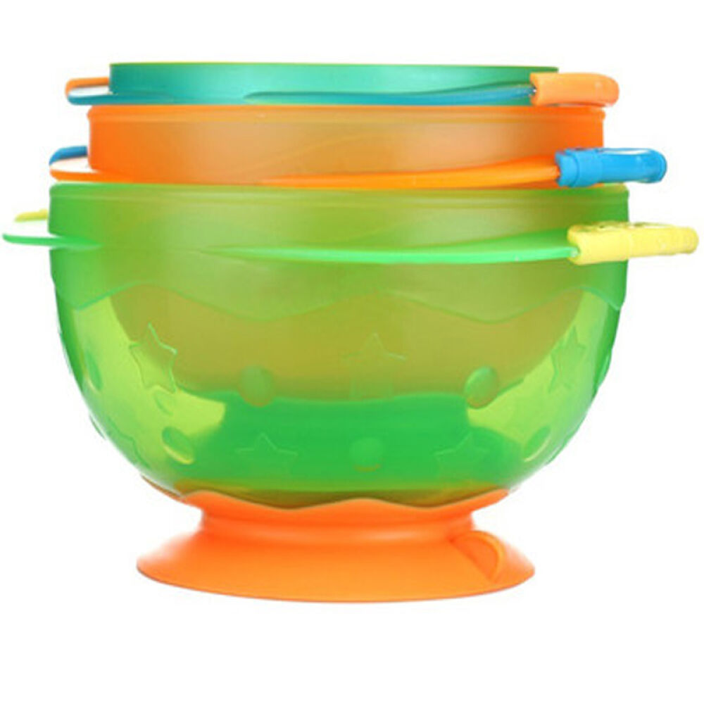 自营满趣健Munchkin多彩吸盘碗宝宝训练碗3只装6个月以上宝宝