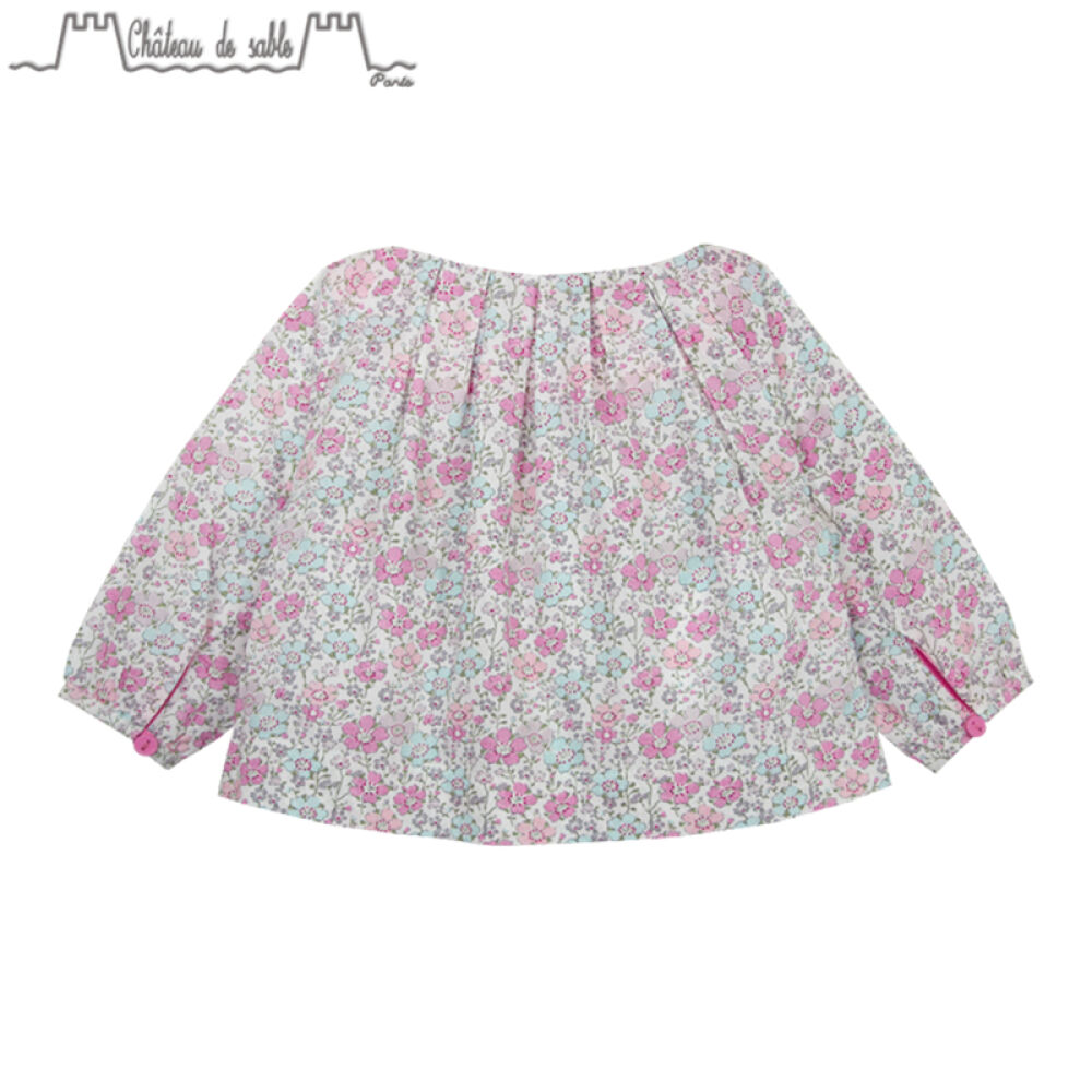 ChateauDeSableLOUISE女童花印罩衫娃娃衫春款上衣#020湖蓝色03M