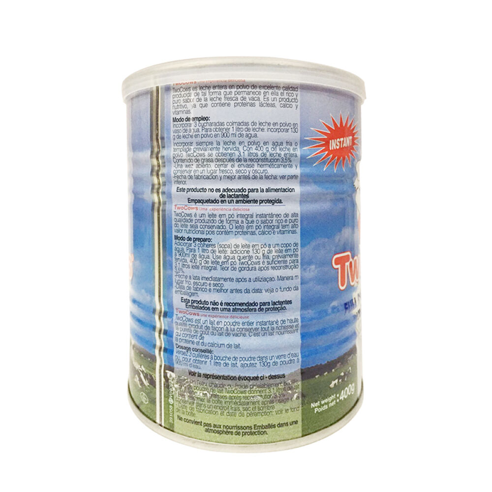 保税区发荷兰双牛twocows高钙全脂孕妇老人成年人学生奶粉400g适合三岁以上