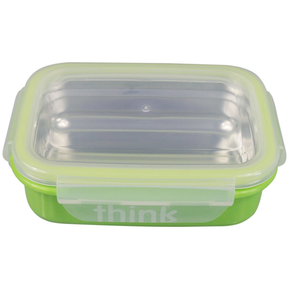 美国辛克宝贝（Thinkbaby）婴幼儿宝宝儿童双层隔热不锈钢餐具套餐饭盒4件/套宝宝隔热保温餐碗水杯套装绿色