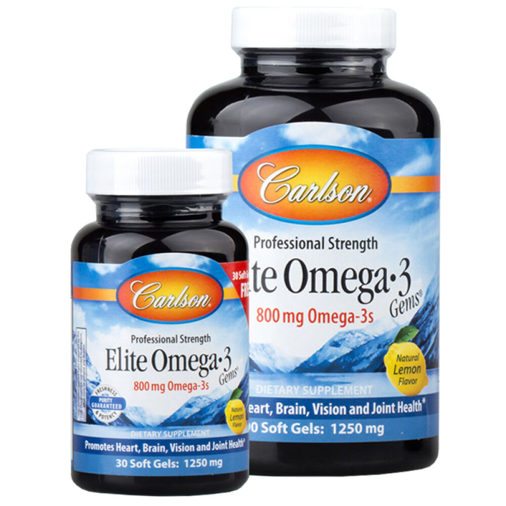 自营康一生（Carlson）欧米伽3挪威深海鱼油软胶囊(90粒+30粒)柠檬味120粒（美国进口）