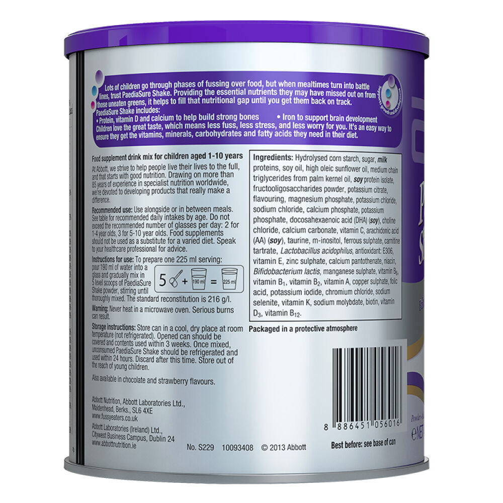 自营雅培(Abbott)奶粉英国版小安素营养粉香草味新加坡原装400g1-10岁