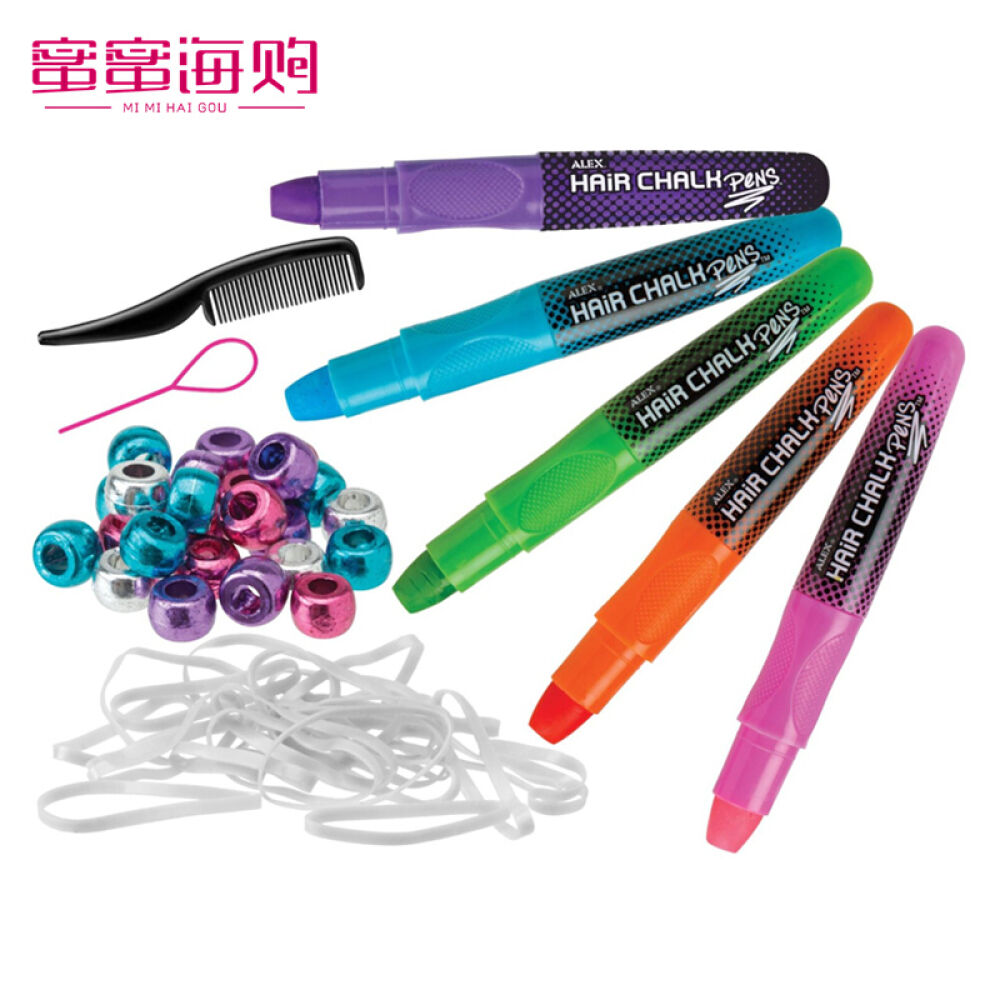 【全球购】美国原装进口儿童公主指甲油美甲套装美发套装爱美装饰派对装扮玩具美国Alex儿童染发套装天然安全