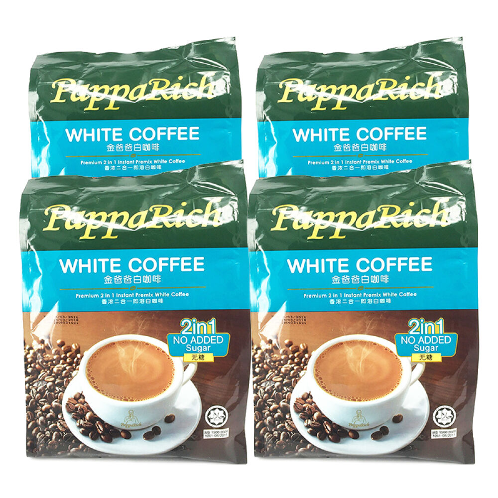 马来西亚进口PappaRich金爸爸无糖香浓2合1即溶白咖啡（300gx4袋）