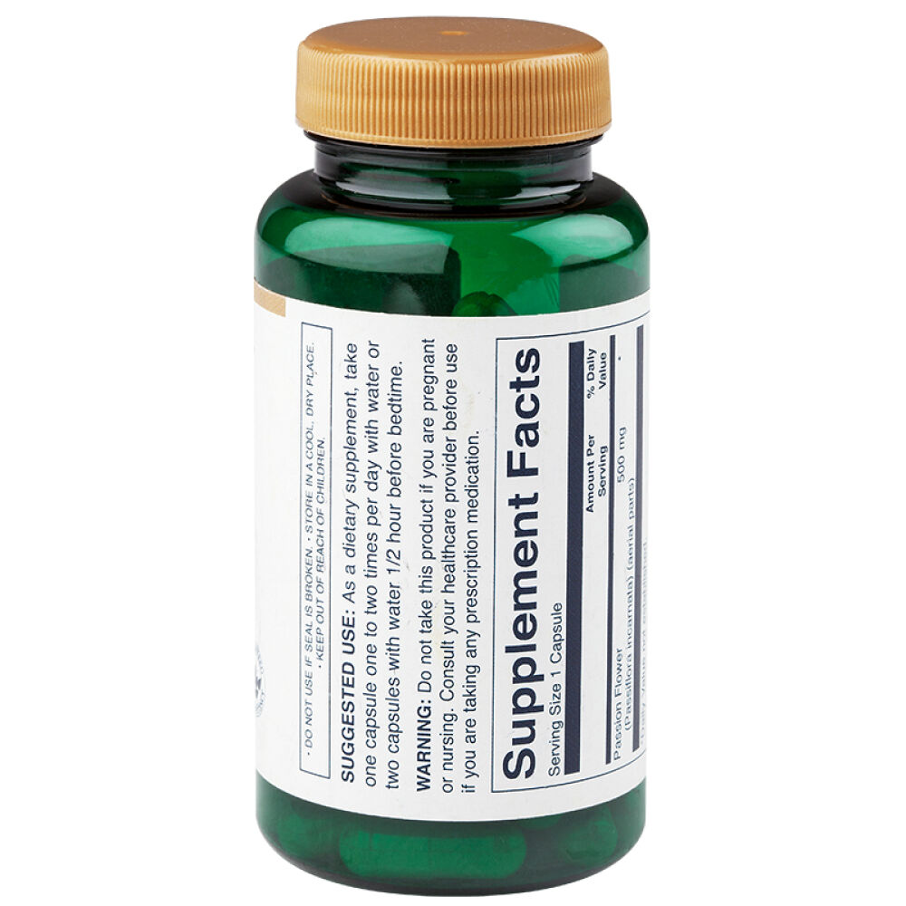 Swanson斯旺森西番莲安定睡眠片胶囊不含褪黑素500mg*60粒安神补脑助眠