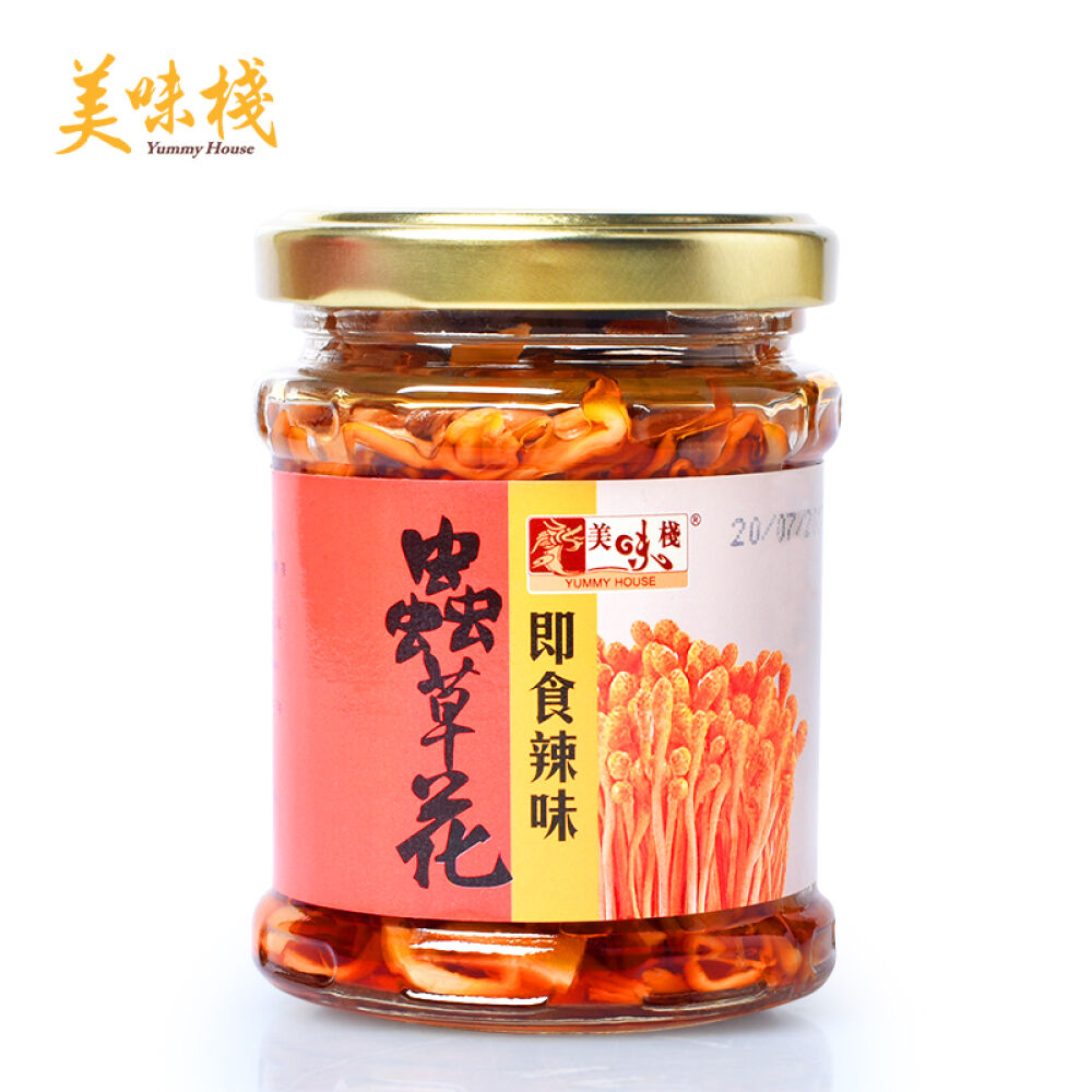 美味栈即食虫草花干货孢子头金虫草蛹虫草辣味170g