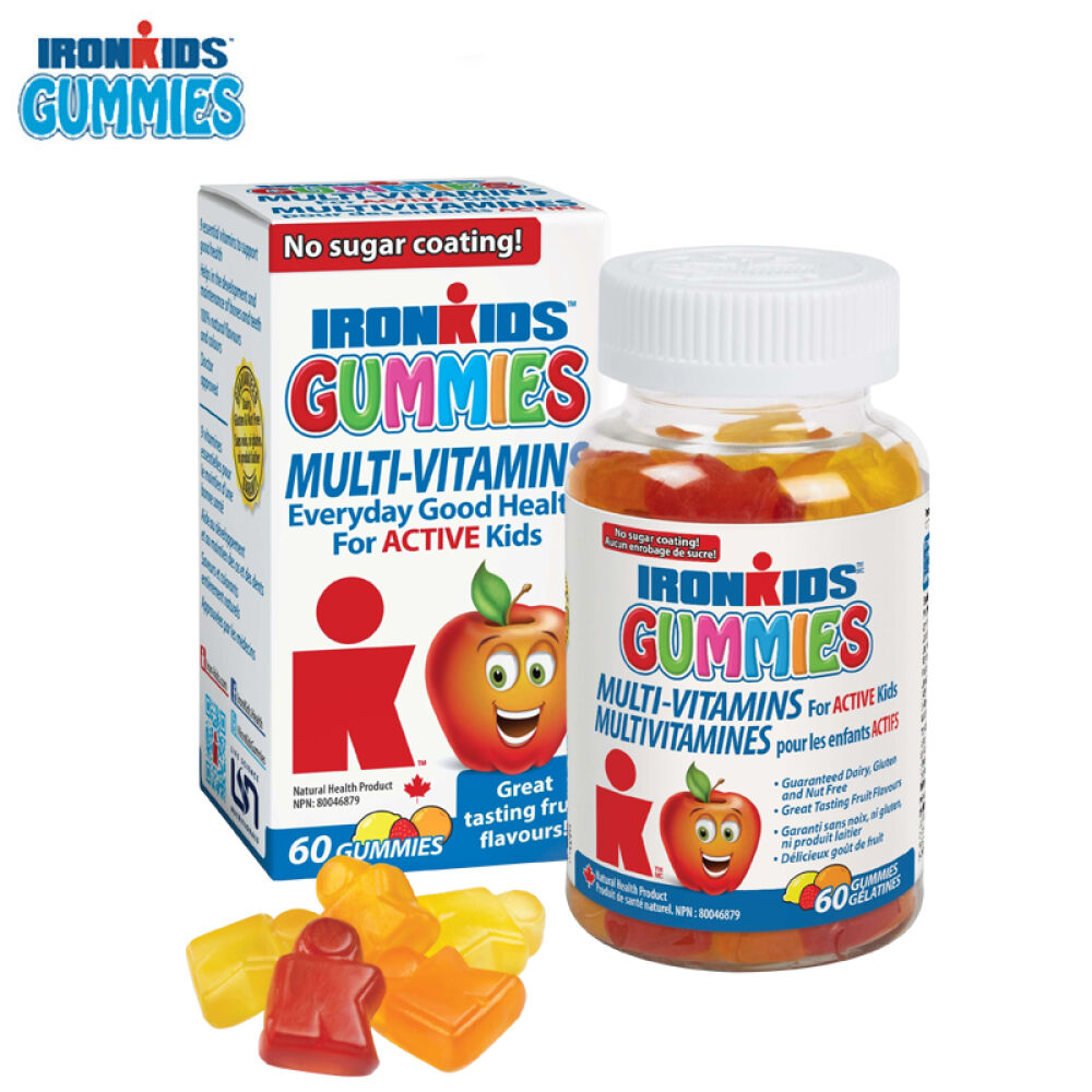 【全球购】加拿大原装Ironkids小铁人多维矿物质软糖水果味两岁以上60粒