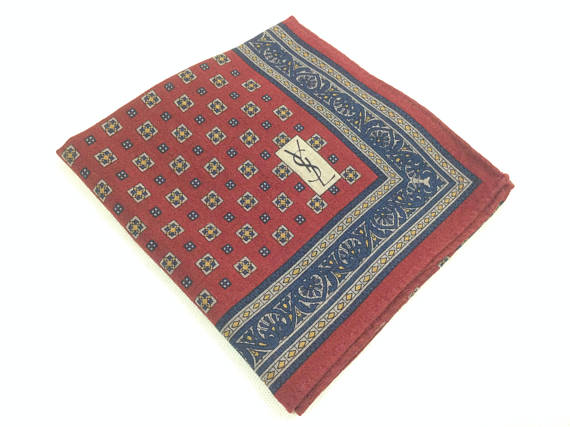 VintageYvesSaintLaurentHandkerchiefRedDotsSquere