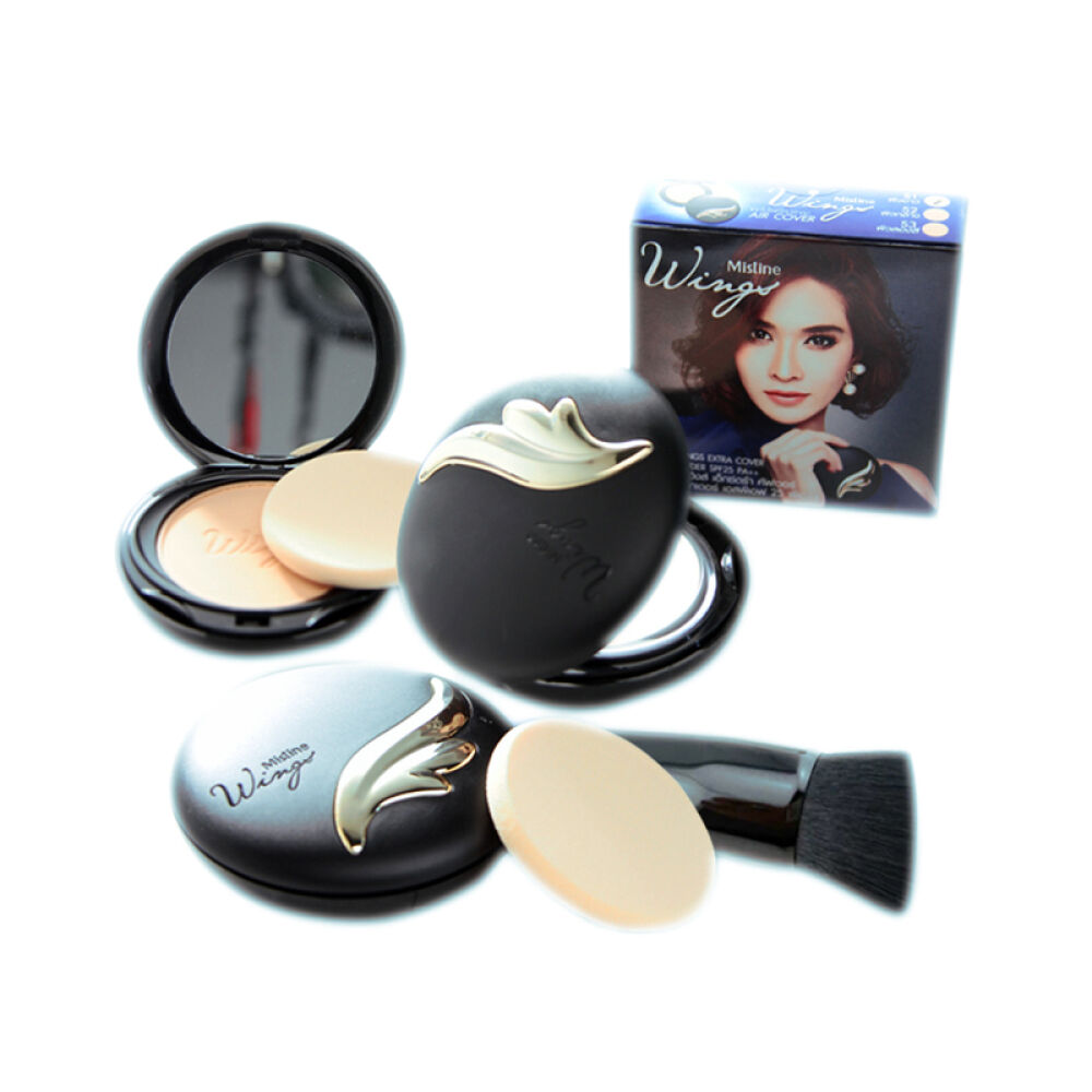 泰国Mistine粉饼底妆系列女防晒遮瑕妆保湿轻薄裸妆羽翼遮瑕定妆粉饼S1象牙白0120