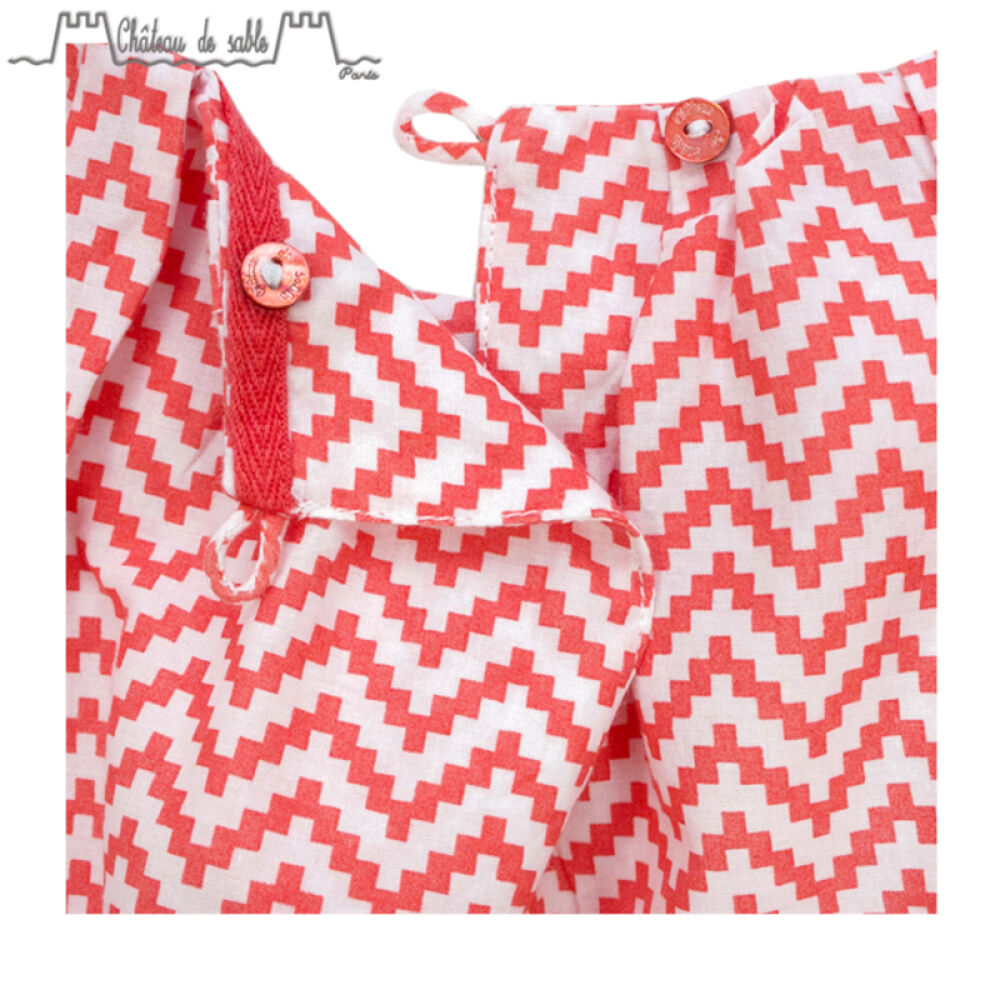 ChateauDeSableLOUISE女童盖袖罩衫可爱短袖夏装上衣#100橘红色04Y
