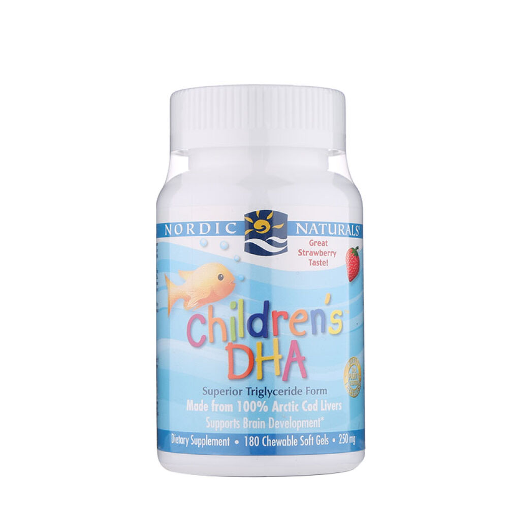 美国挪威小鱼NordicNaturals鱼油深海鳕鱼油婴幼儿补充DHA鳕鱼油DHA软胶囊(3岁+)180粒