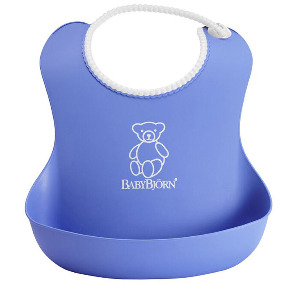 美国进口BabyBjorn婴儿围兜婴儿防水防碎屑软胶围兜（2个装）蓝色