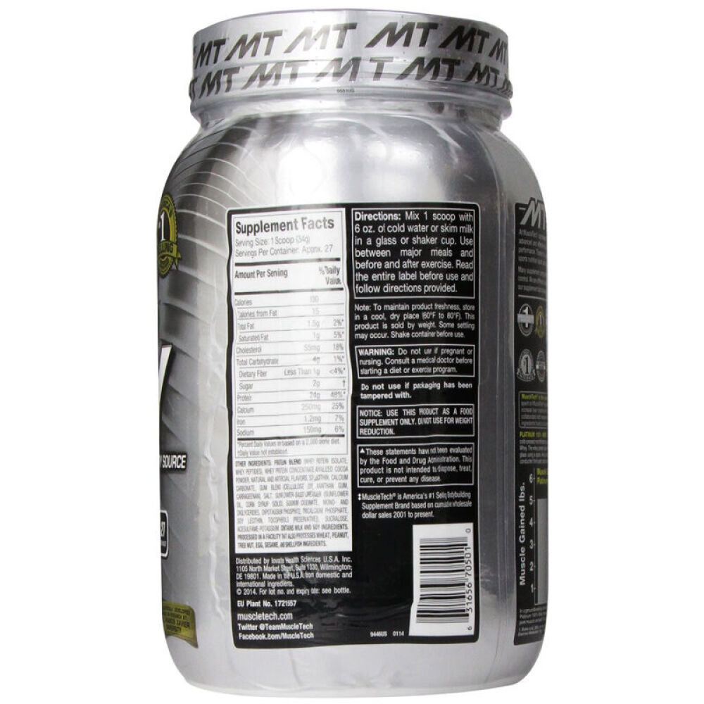 【全球购】muscletech肌肉科技乳清蛋白粉增重健身蛋白粉增肌粉白金乳清蛋白粉2磅(巧克力味)