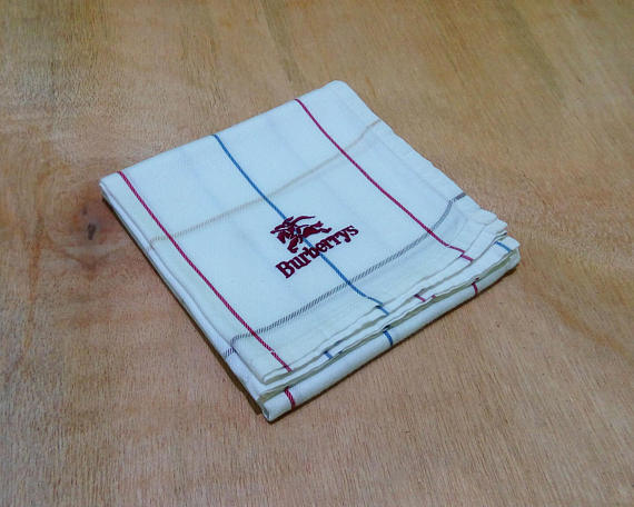 VintageBurberrysNovaCheckWhiteHandkerchief46x48cm