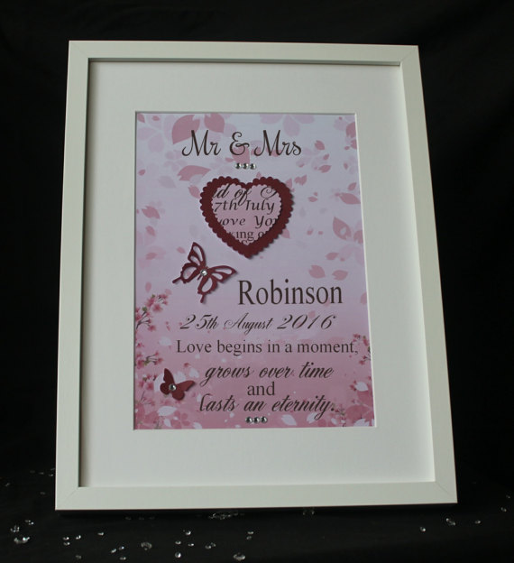personalisedweddingpresentgiftprintvintagestyleframedbutterfly