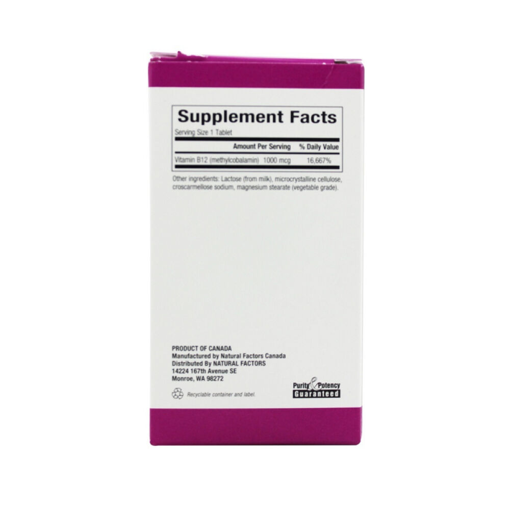 【美国正品直邮】NaturalFactors促进心血管系统健康B12甲基钴胺素咀嚼片未定义180片