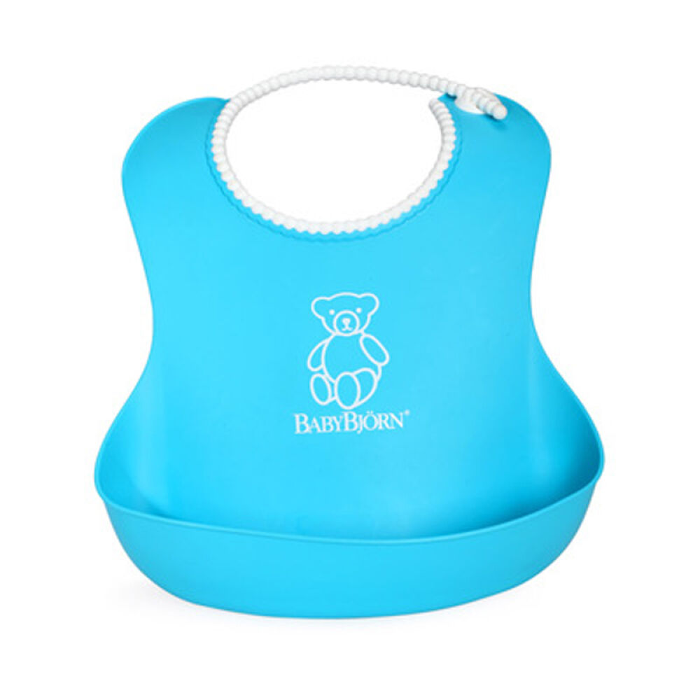 瑞典BABYBJORNSoftBib软胶防碎屑围嘴婴儿围兜立体防水不含BPA湖蓝色拆单无原装