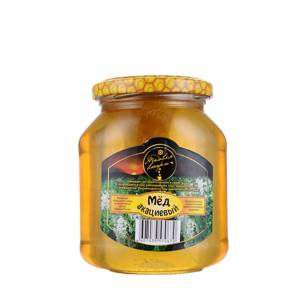 俄罗斯原装进口蜂蜜蜂蜜晚宴天然野生椴树蜜洋槐蜜百花蜜500g洋槐蜜500g玻璃瓶(0670)