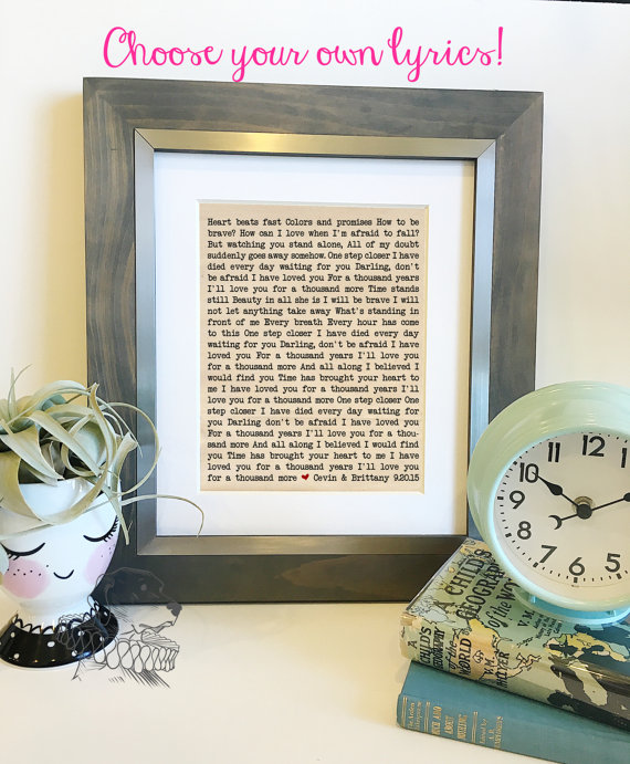 weddingsonglyricscottonprint|2ndanniversarygift|giftforwife