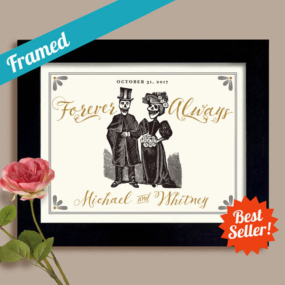 weddingmacabreartprintforcouplespersonalizedartdayofthedead