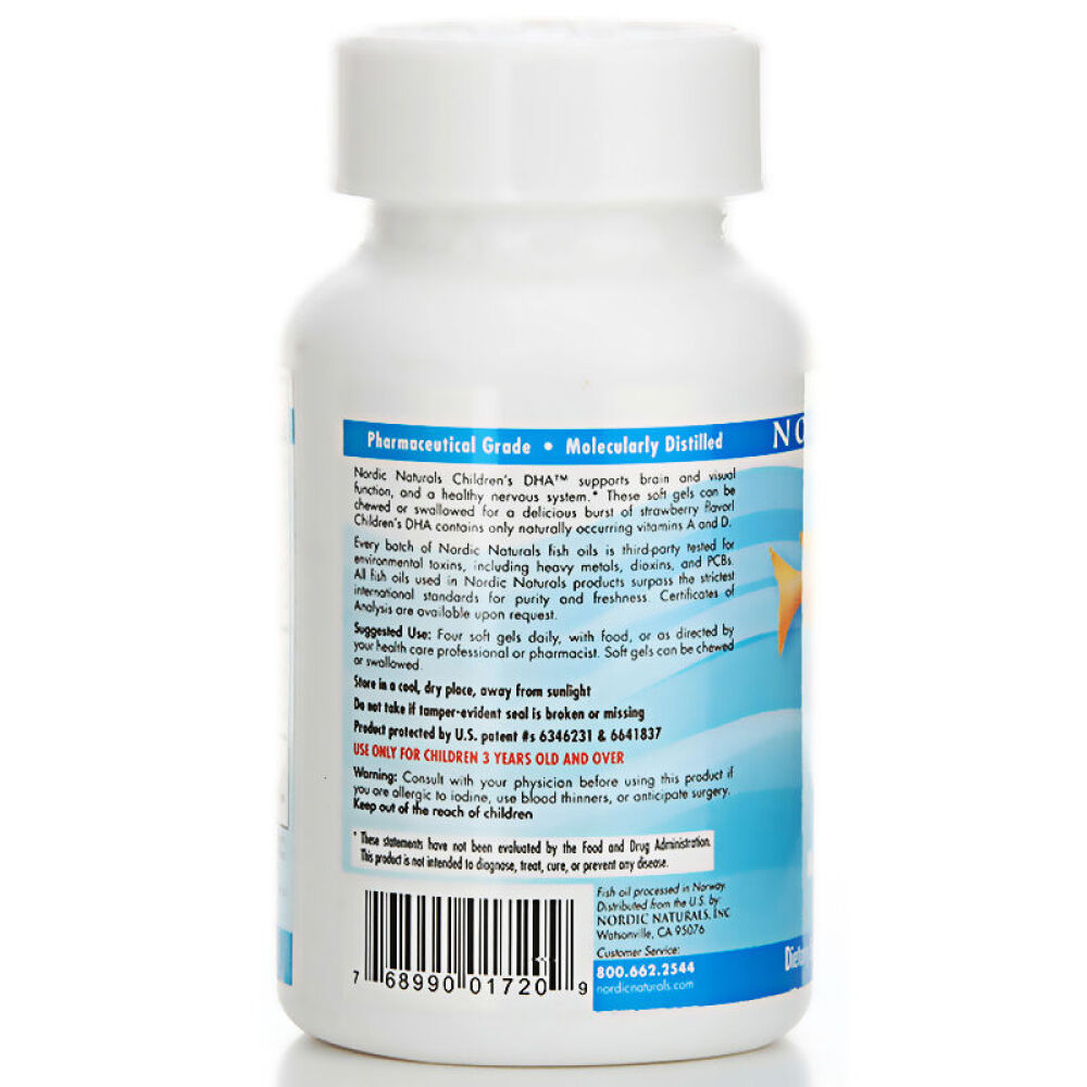 【全球购】挪威小鱼NordicNaturals原装进口婴儿DHA儿童DHA鳕鱼鱼油软胶囊180粒*2瓶