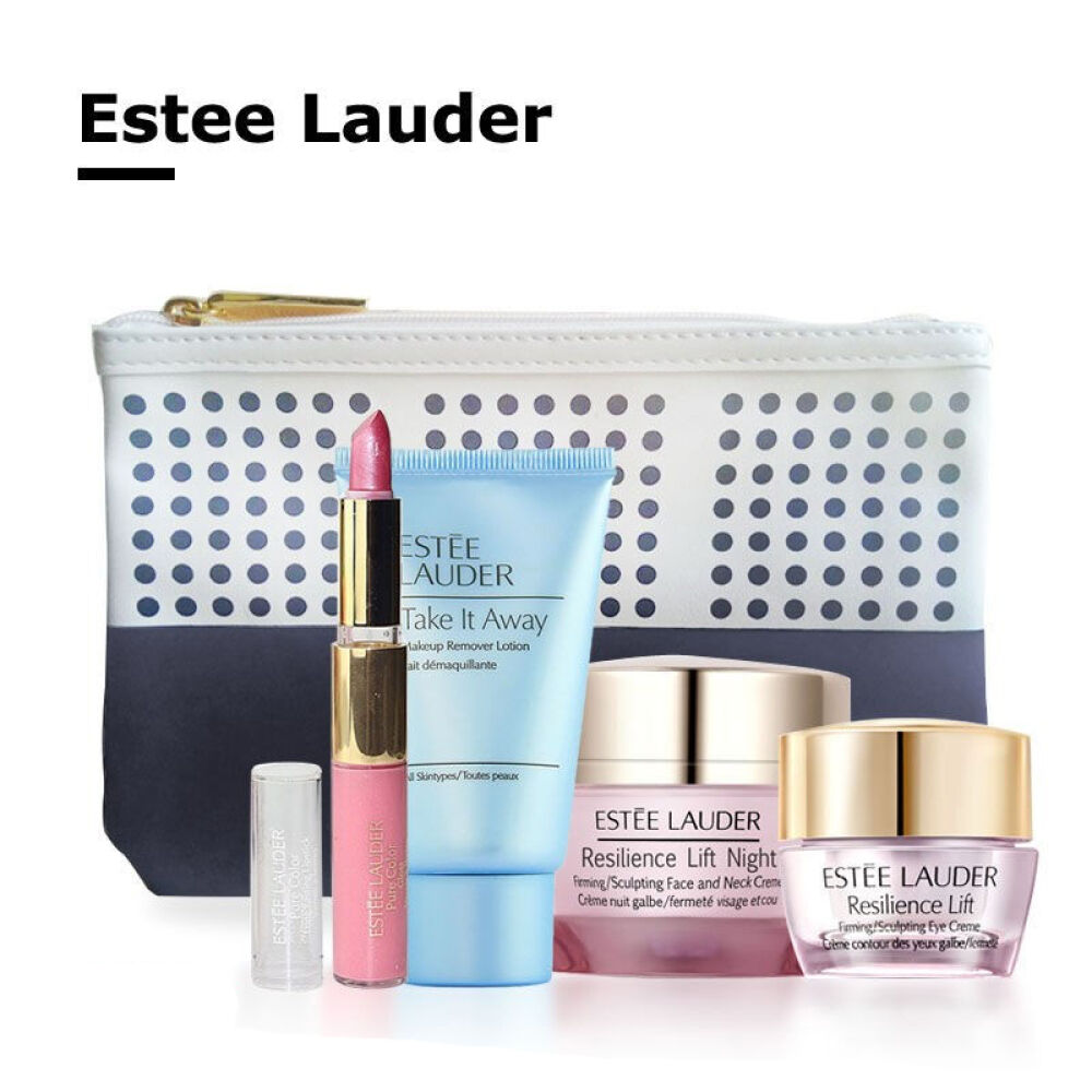 esteelauder雅诗兰黛旅行套装弹性紧实4件套洁面晚霜眼霜唇膏