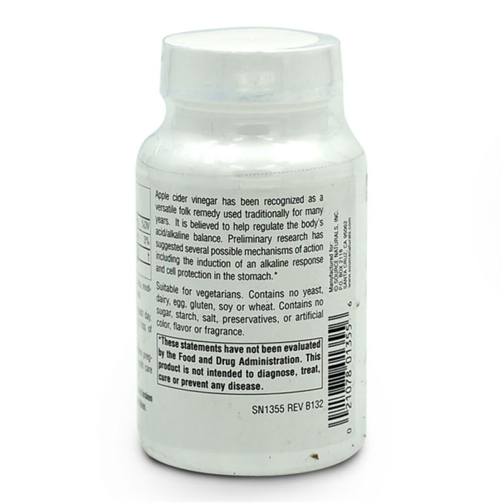 SourceNaturals苹果醋片90片特别添加膳食纤维健康塑身