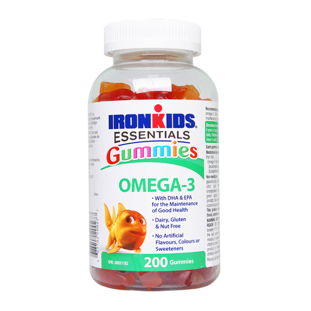 【加拿大直邮】小铁人Ironkids儿童DHA鱼油软糖200粒儿童DHA鱼油软糖200粒一瓶