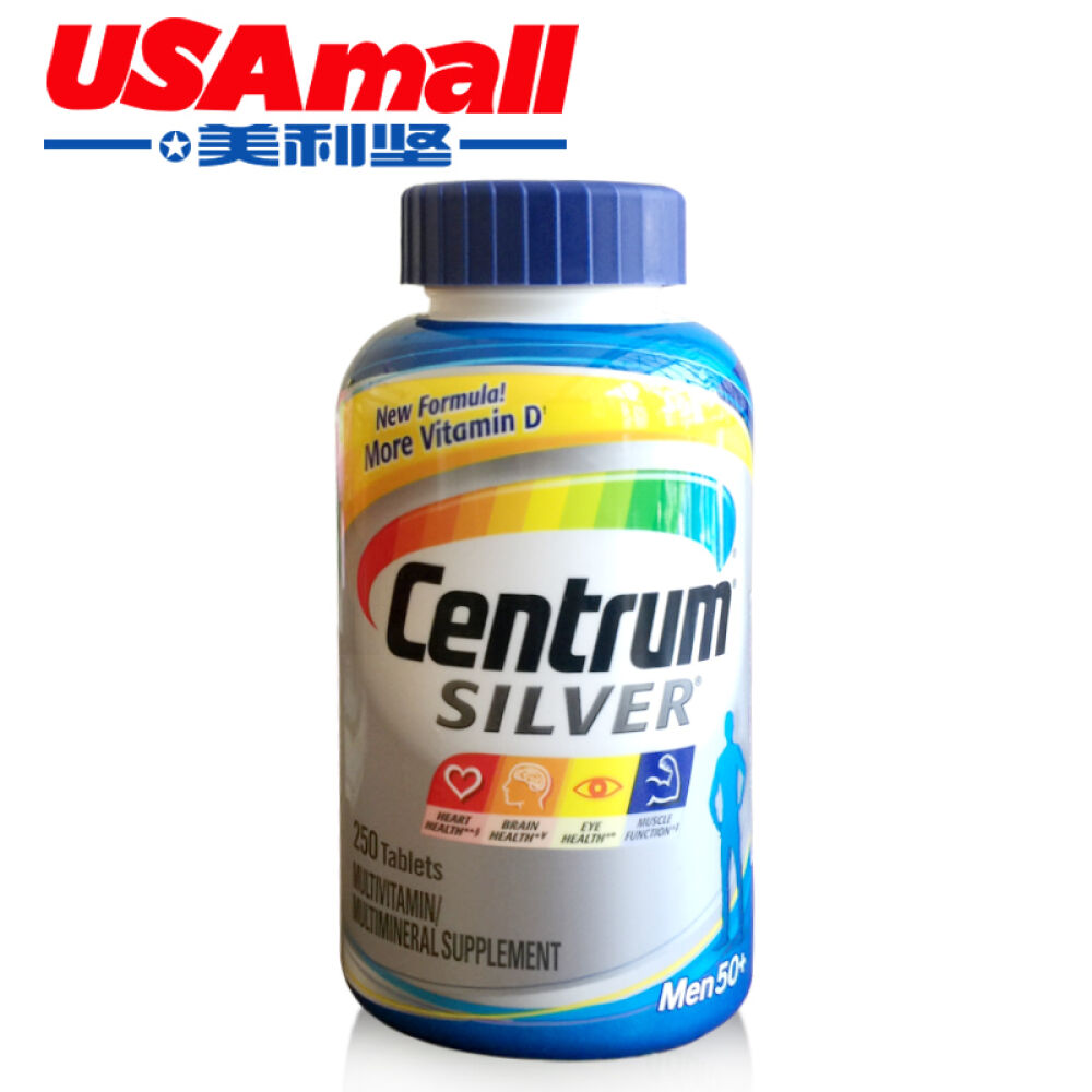 【领券买3减20】惠氏Centrum善存多维生素片多种综合复合维生素矿物质元素片美国原装老年男性银片复合维生素50岁+250粒