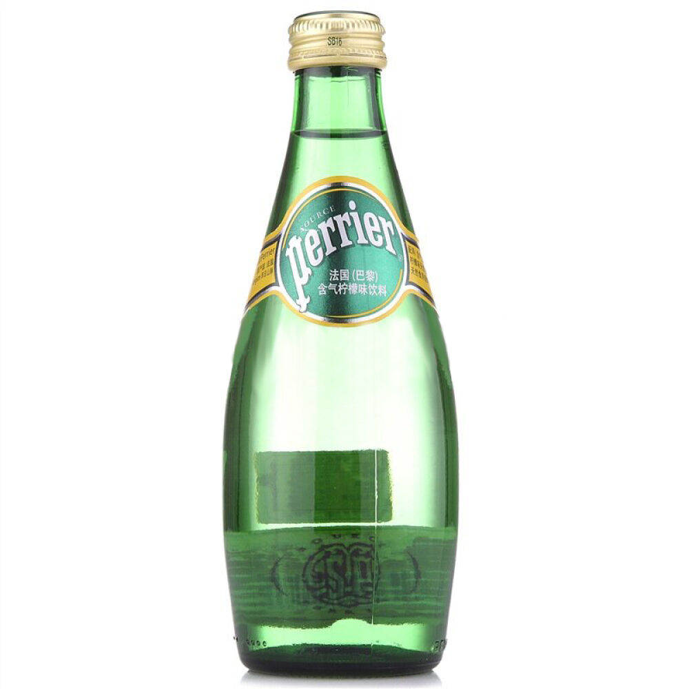 自营法国进口巴黎水perrier气泡矿泉水柠檬味玻璃瓶装330ml24瓶箱