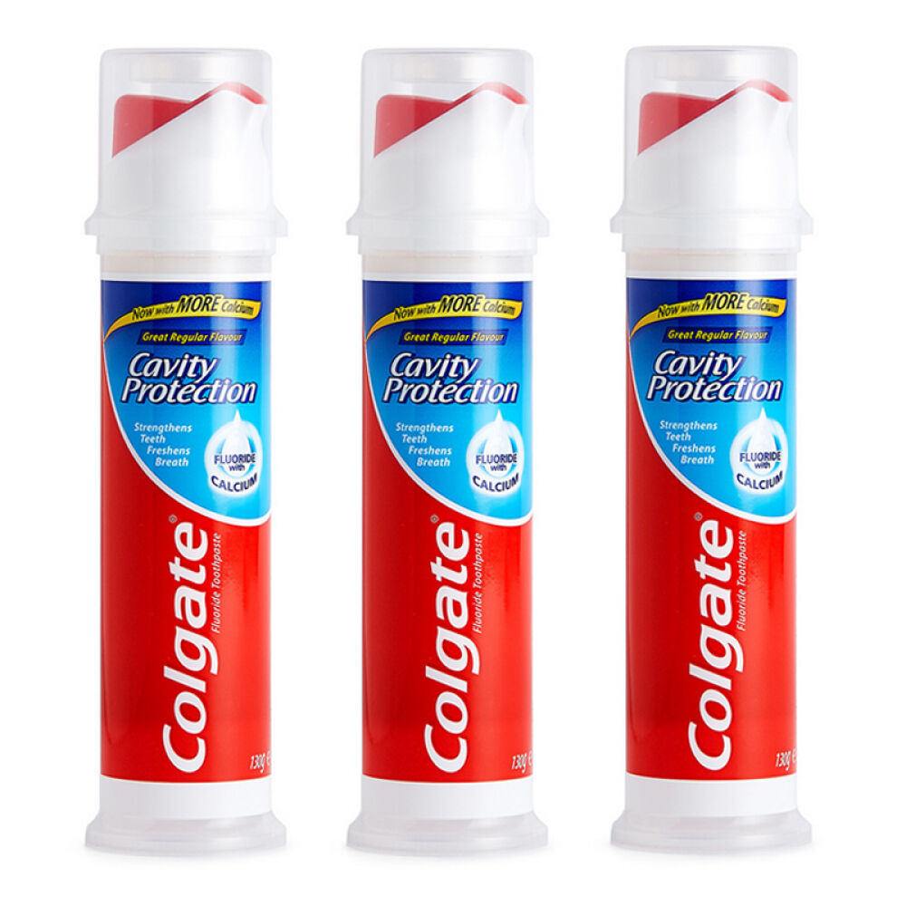 高露洁Colgate直立按压式牙膏防蛀双氟含钙牙膏130g3支(波兰产)