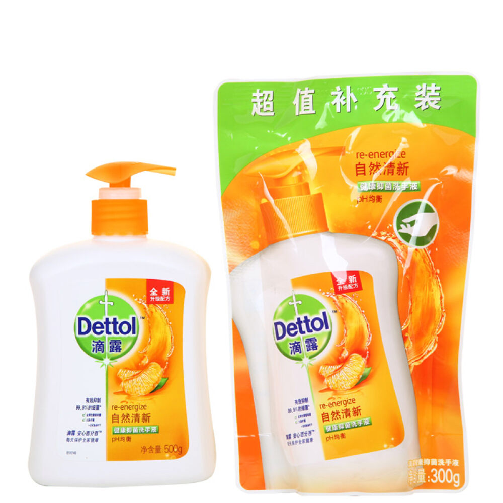 滴露(Dettol)清新洗手液500g+袋装300g1858