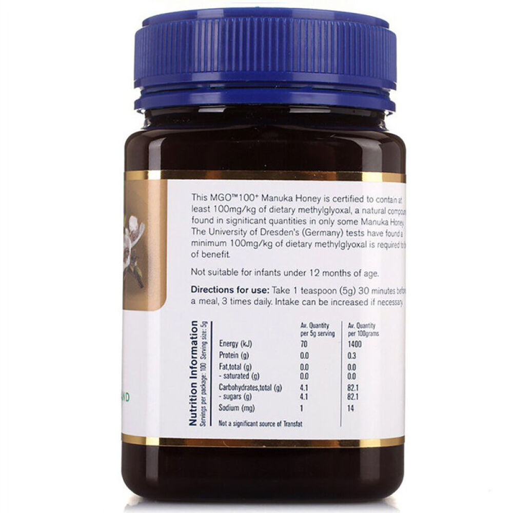 【全球购】Manuka-Health蜜纽康新西兰进口蜂蜜MGO100+麦卢卡蜂蜜500g