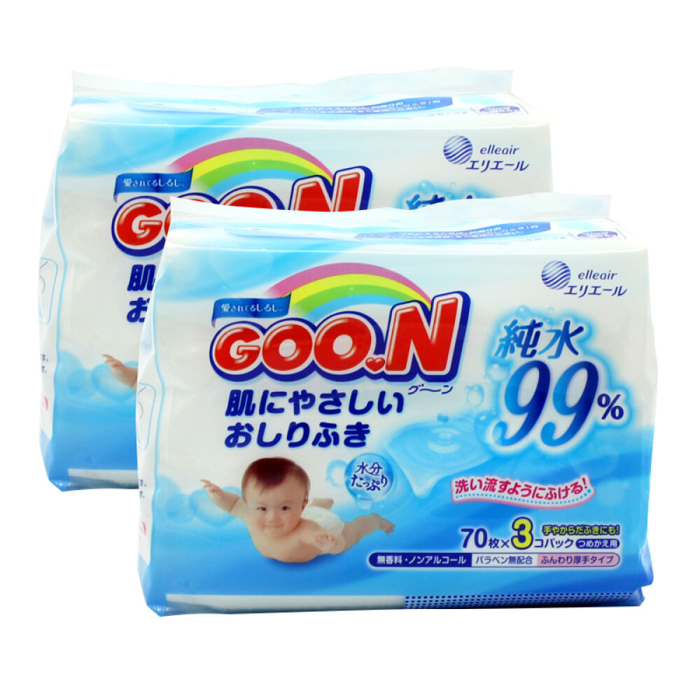 日本大王婴儿湿巾宝宝屁屁湿巾纸210片*2包