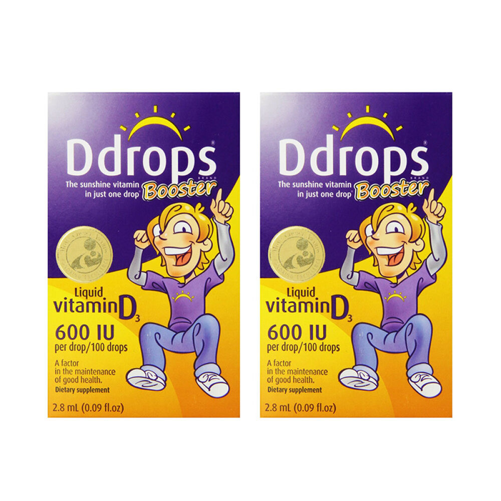 【全球购】美国BabyDdrops婴幼儿童宝宝维生素D3滴剂补钙VDDdrops600IU适用于1岁以上儿童双瓶