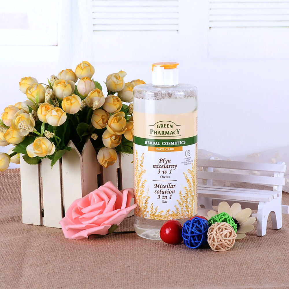 波兰原装进口GreenPharmacy燕麦温和保湿卸妆水洁肤水液卸妆清洁润肤三合一燕麦温和保湿卸妆水500ml