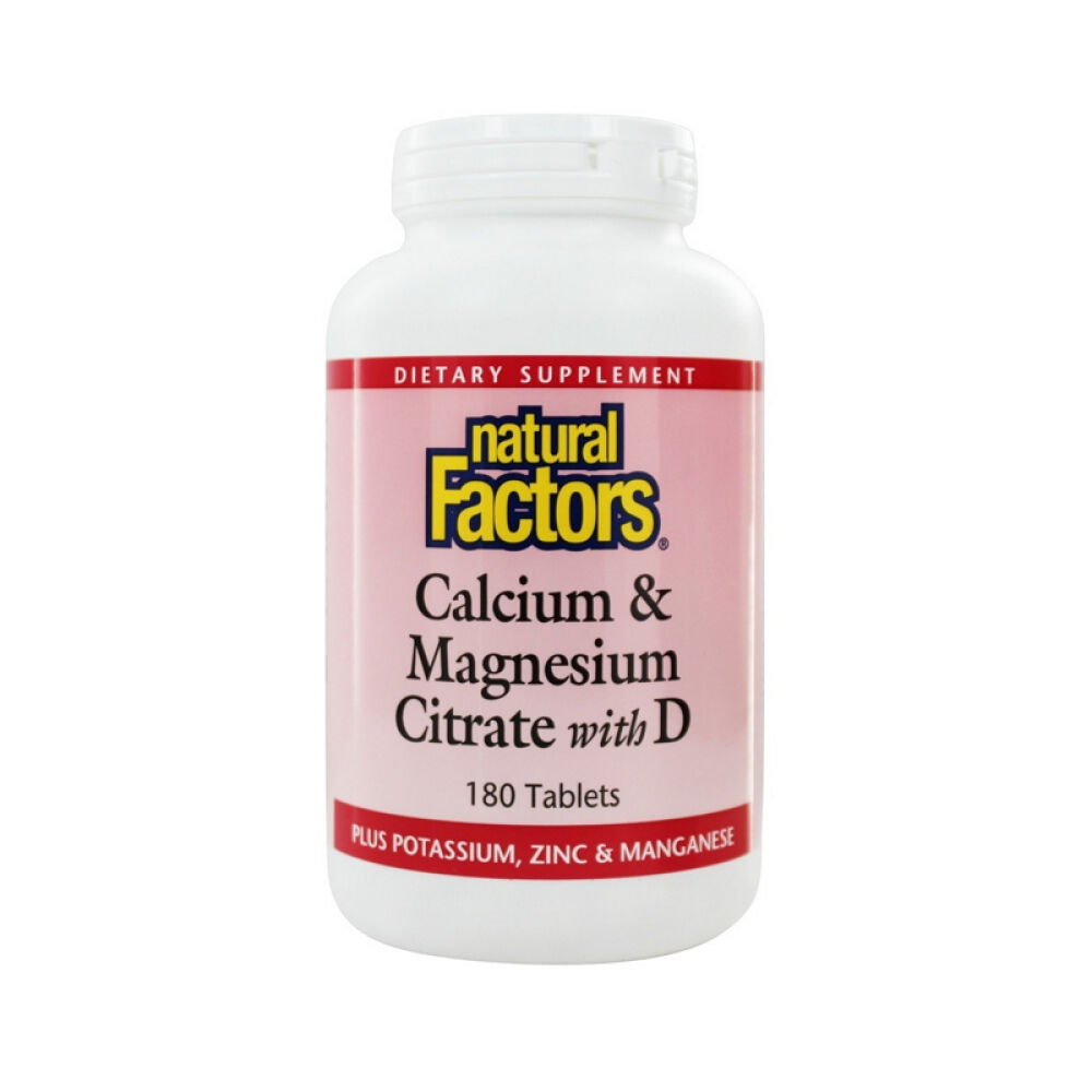 【美国正品直邮】NaturalFactors提供身体所需要的矿物质钙镁柠檬酸维生素D片未定义180片
